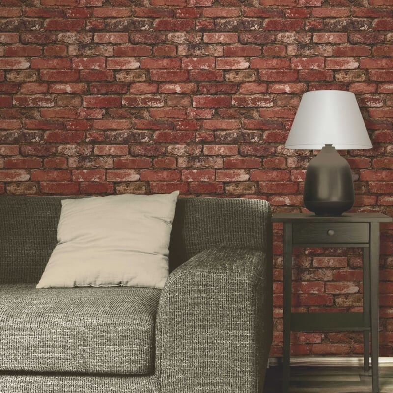Distinctive Rustic Brick Wallpaper - Red - Fine Décor - FD31285 - Premier Wallcovering