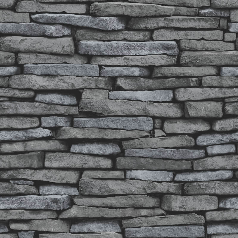 Distinctive Slate Effect Wallpaper - Black/Silver - Fine Décor - FD31291 - Premier Wallcovering