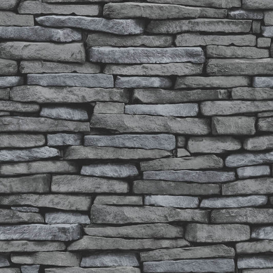 Distinctive Slate Effect Wallpaper - Black/Silver - Fine Décor - FD31291 - Premier Wallcovering