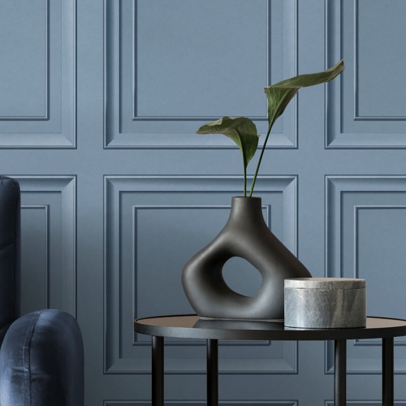 Distinctive Square Panel Wallpaper - Blue - Fine Décor - FD43681 - Premier Wallcovering