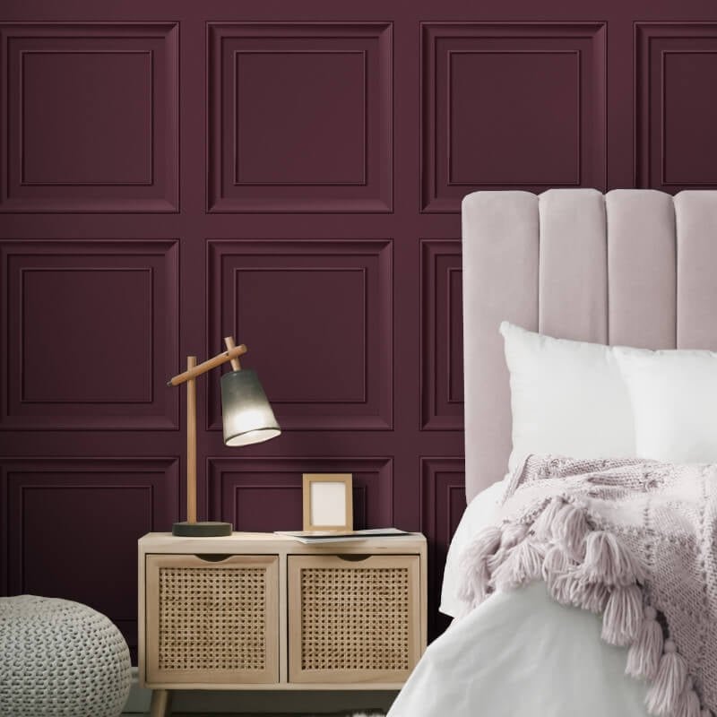 Distinctive Square Panel Wallpaper - Mulberry - Fine Décor - FD43468 - Premier Wallcovering