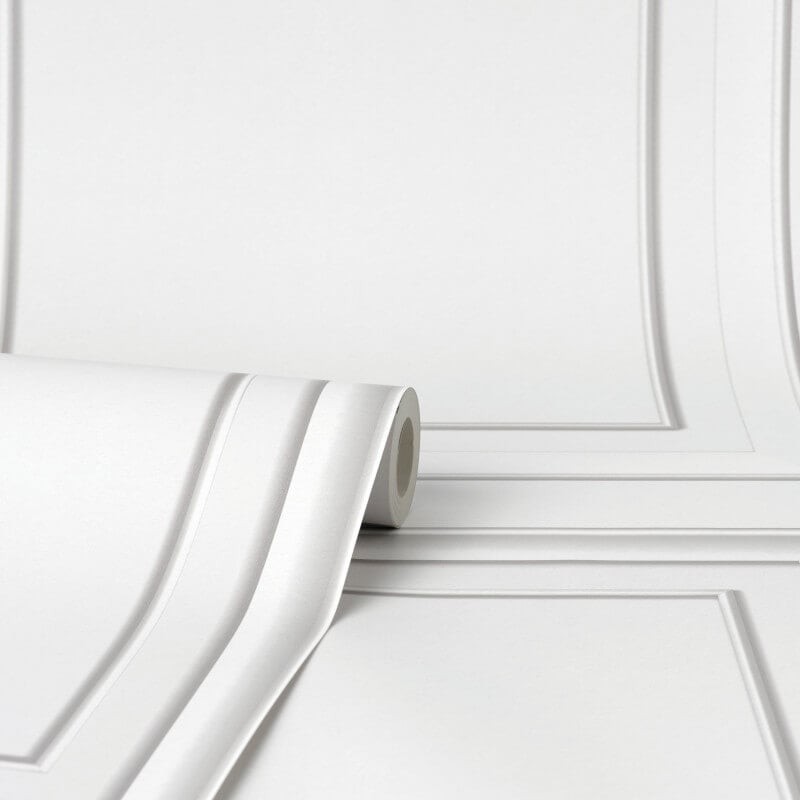 Distinctive Square Panel Wallpaper - White - Fine Décor - FD43298 - Premier Wallcovering