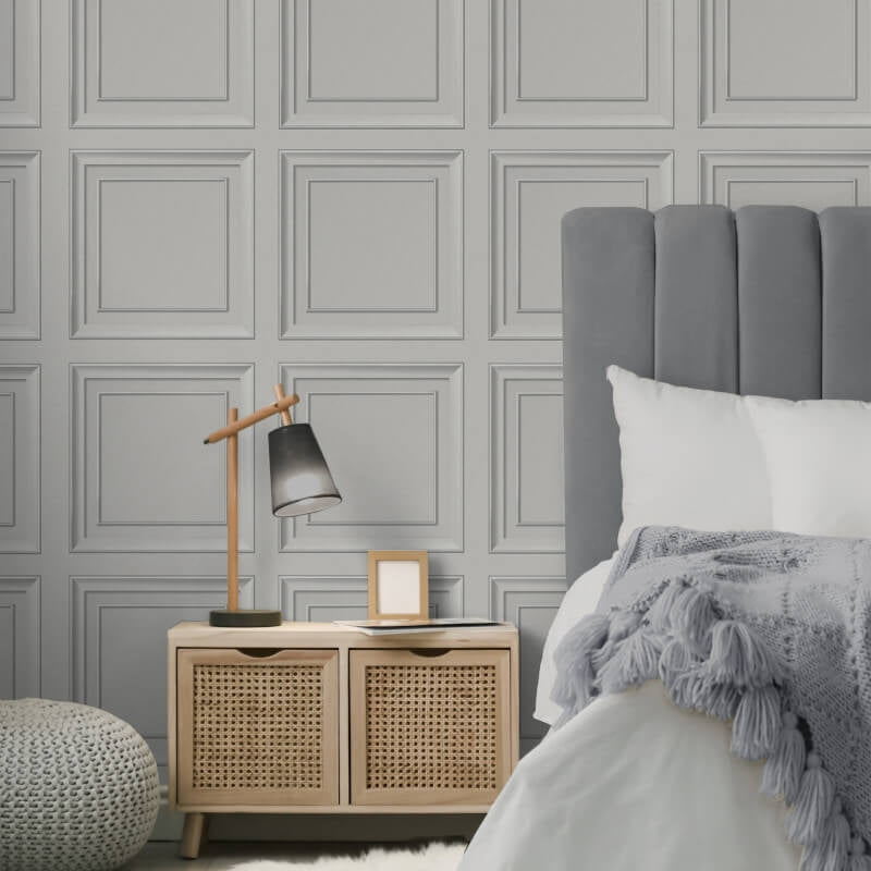 Distinctive Square Panel Wallpaper - Grey - Fine Décor - FD43002 - Premier Wallcovering