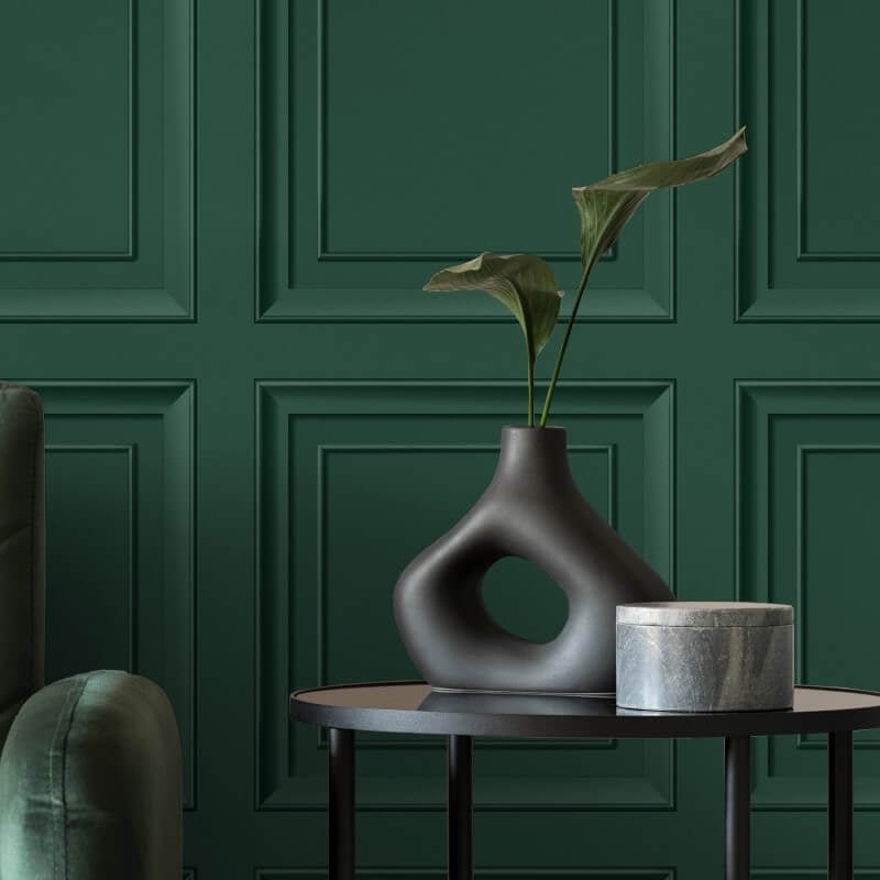 Distinctive Square Panel Wallpaper - Emerald - Fine Décor - FD43469 - Premier Wallcovering