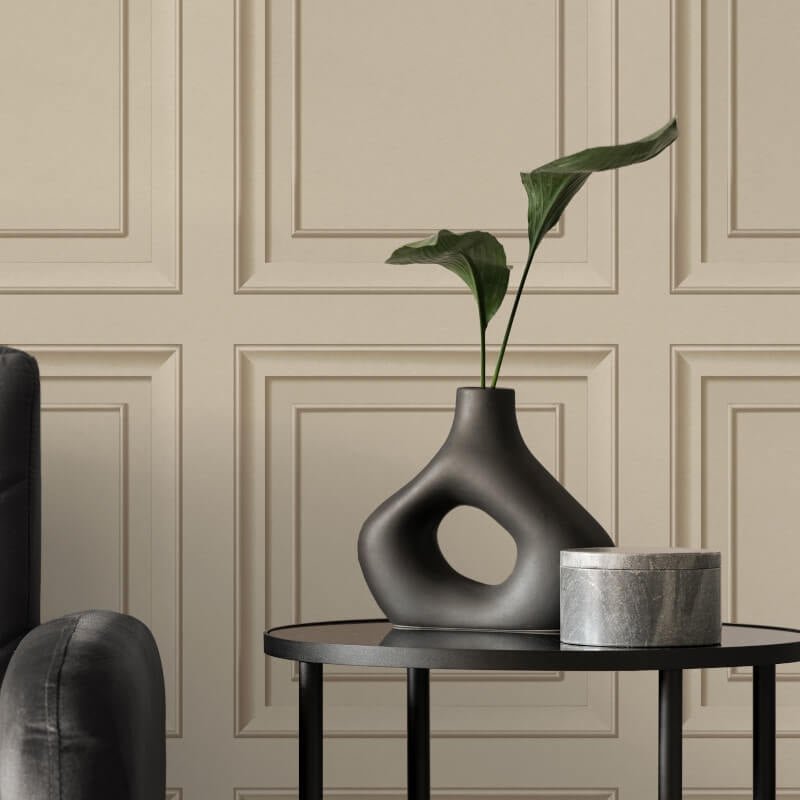 Distinctive Square Panel Wallpaper - Natural - Fine Décor - FD43680 - Premier Wallcovering