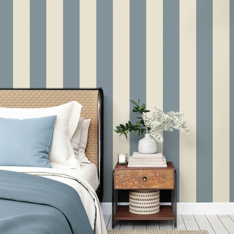 Distinctive Stripe Wallpaper - Blue - Fine Décor - FD43684 - Premier Wallcovering