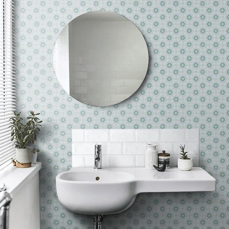 Ditsy Block Wallpaper - Bone China Blue - Little Greene - 0267DIBONEC - Premier Wallcovering