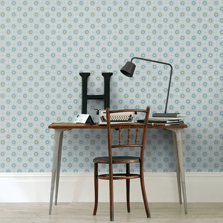 Ditsy Block Wallpaper - Bone China Blue - Little Greene - 0267DIBONEC - Premier Wallcovering