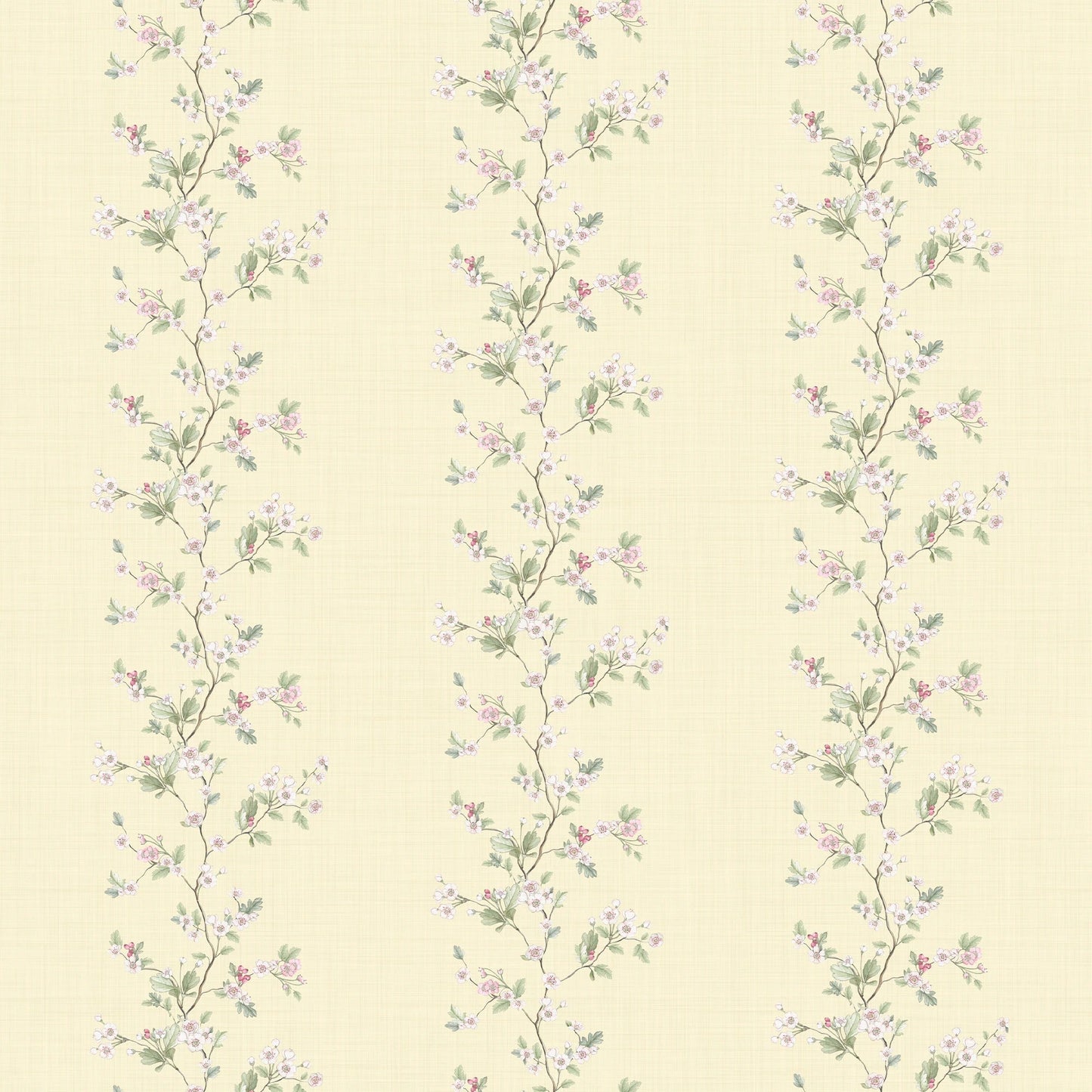 Ditsy Hawthorn Stripe Wallpaper - Lemon - Lucie Annabel - LAN100422 - Premier Wallcovering