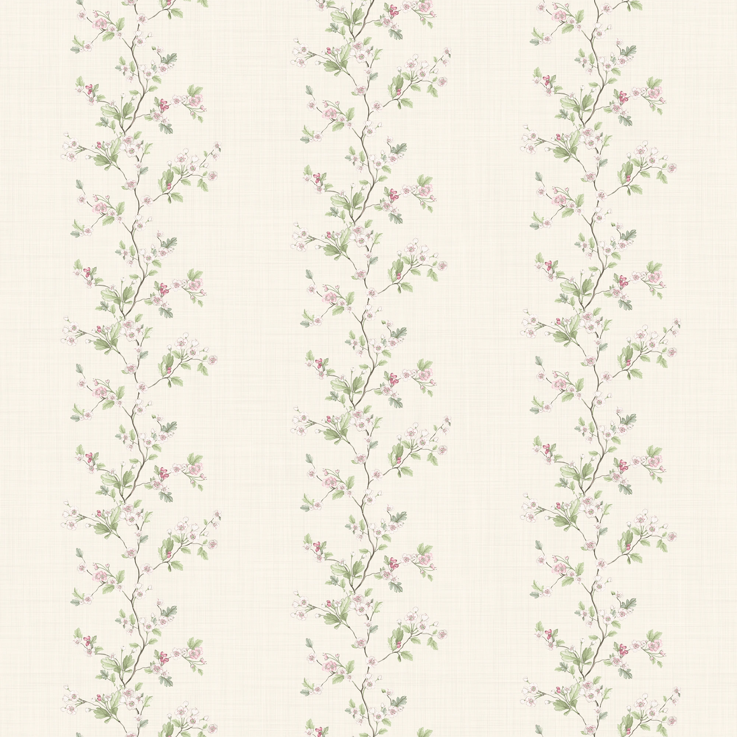 Ditsy Hawthorn Stripe Wallpaper - Cream - Lucie Annabel - LAN100418 - Premier Wallcovering