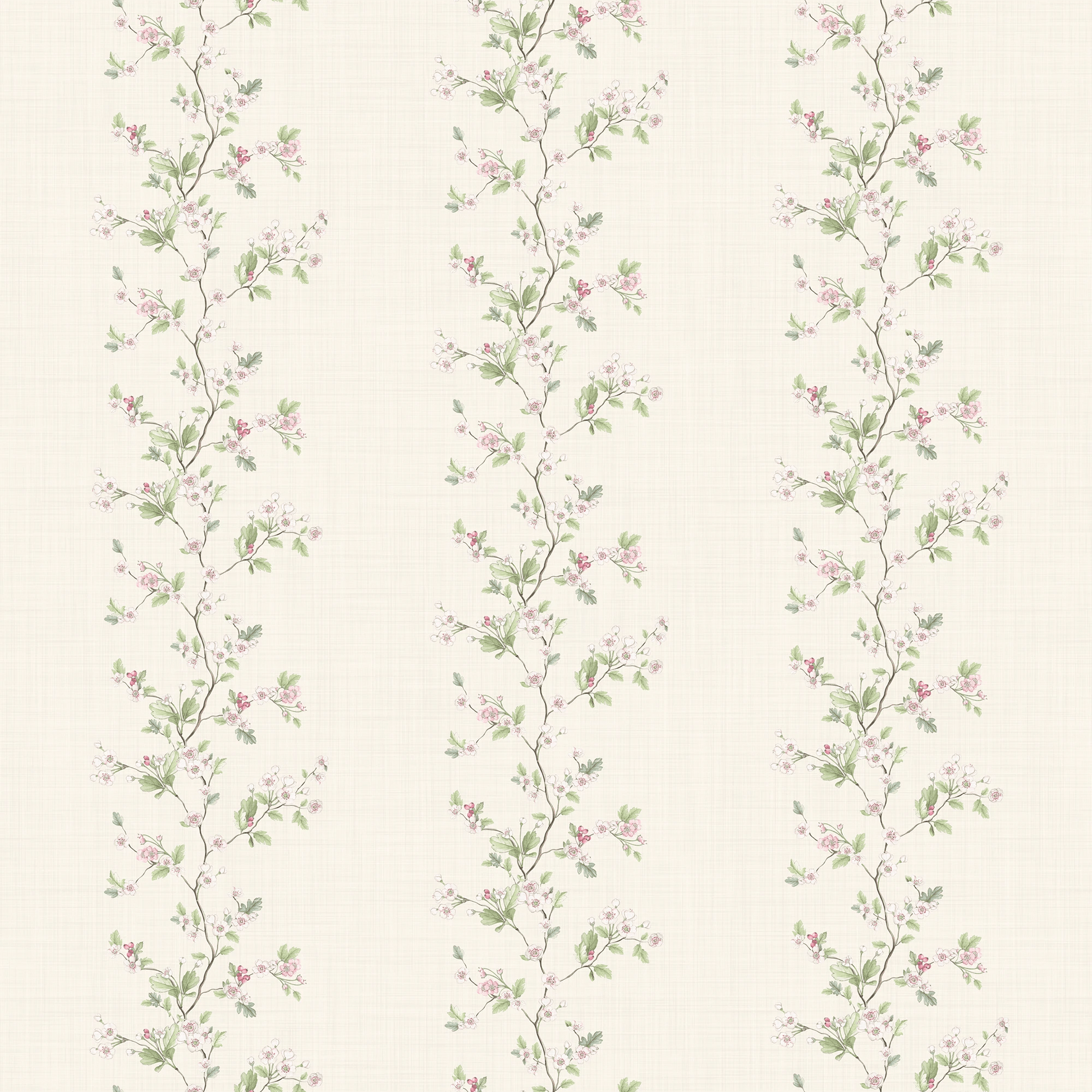 Ditsy Hawthorn Stripe Wallpaper - Cream - Lucie Annabel - LAN100418 - Premier Wallcovering