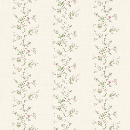 Ditsy Hawthorn Stripe Wallpaper - Cream - Lucie Annabel - LAN100418 - Premier Wallcovering