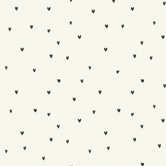 Ditsy Heart Wallpaper - Black & White - Next - 127709 - Premier Wallcovering