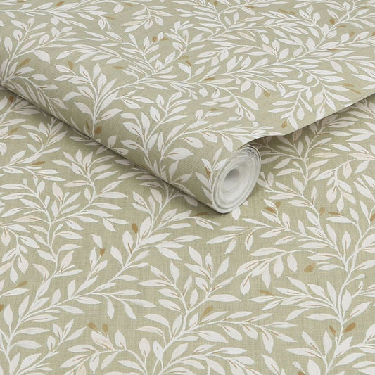 Ditsy Leaf Wallpaper - Green - Next - 118261 - Premier Wallcovering