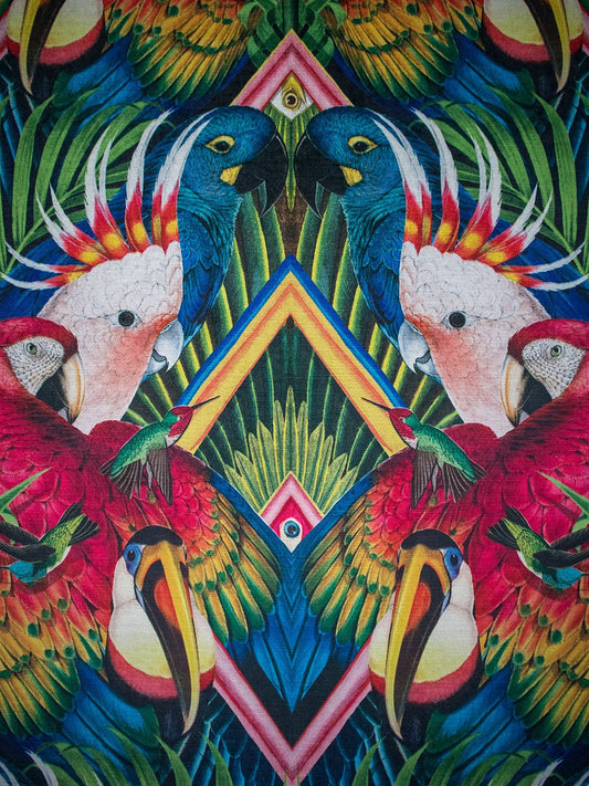 Divine Plumage Recycled Velvet Fabric - Fiesta - Divine Savages - DVS055-DIV-PLU-VEL - Premier Wallcovering