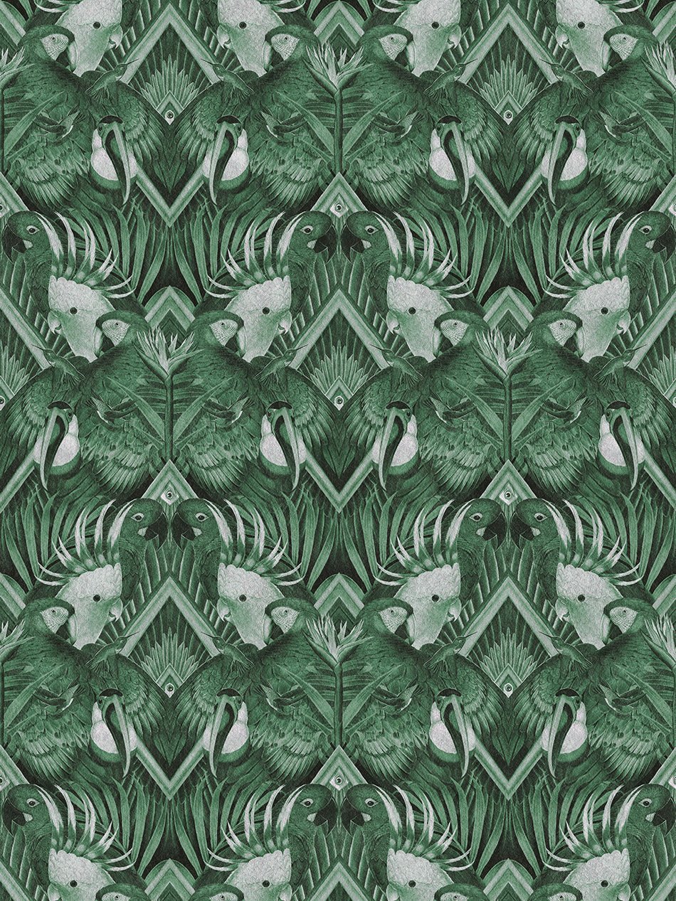 Divine Plumage Wallpaper - Emerald - Divine Savages - DVS114-DIV-PLU-EMER-WR - Premier Wallcovering