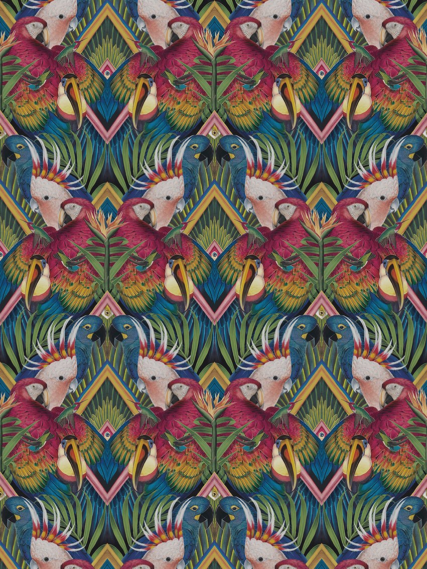 Divine Plumage Wallpaper - Plum - Divine Savages - DVS055-DIV-PLU-WR - Premier Wallcovering