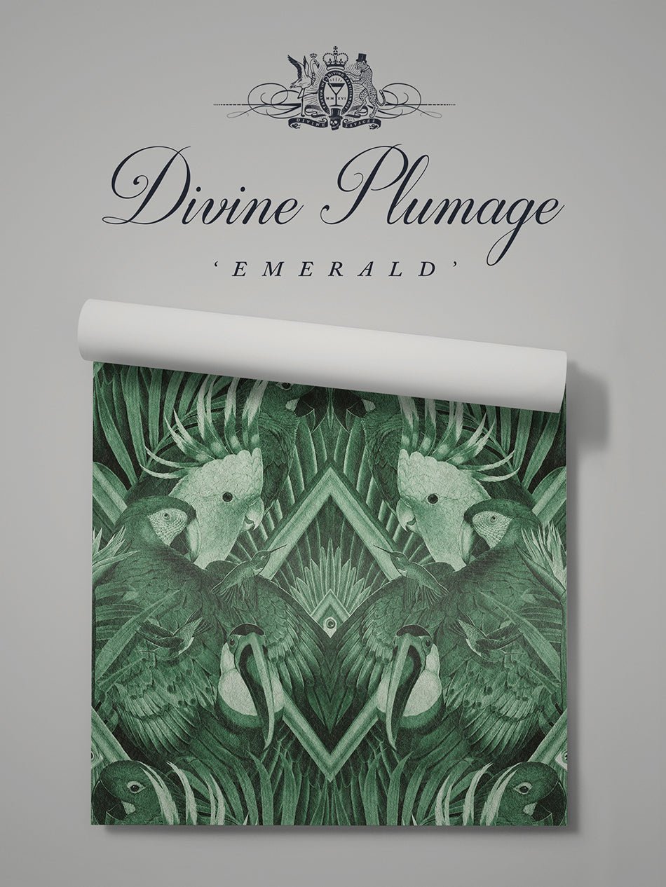 Divine Plumage Wallpaper - Emerald - Divine Savages - DVS114-DIV-PLU-EMER-WR - Premier Wallcovering