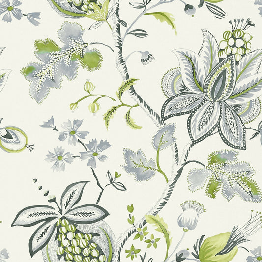 Donegal Wallpaper - Green & Grey - Thibaut - T13006 - Premier Wallcovering