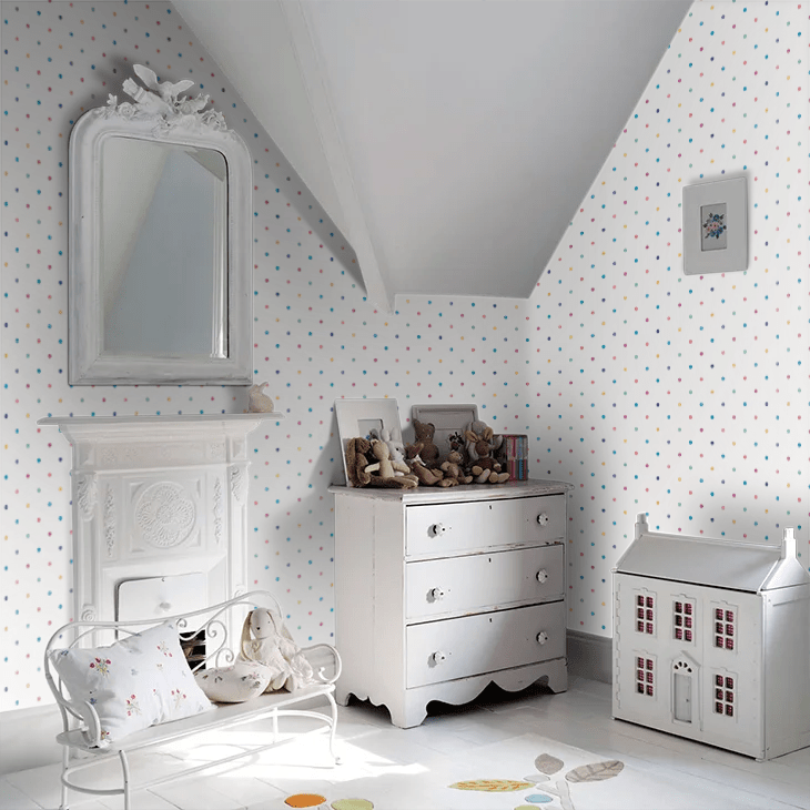Doodle Spot Wallpaper - Ink & Cornflower - Ohpopsi - WGU50155W - Premier Wallcovering