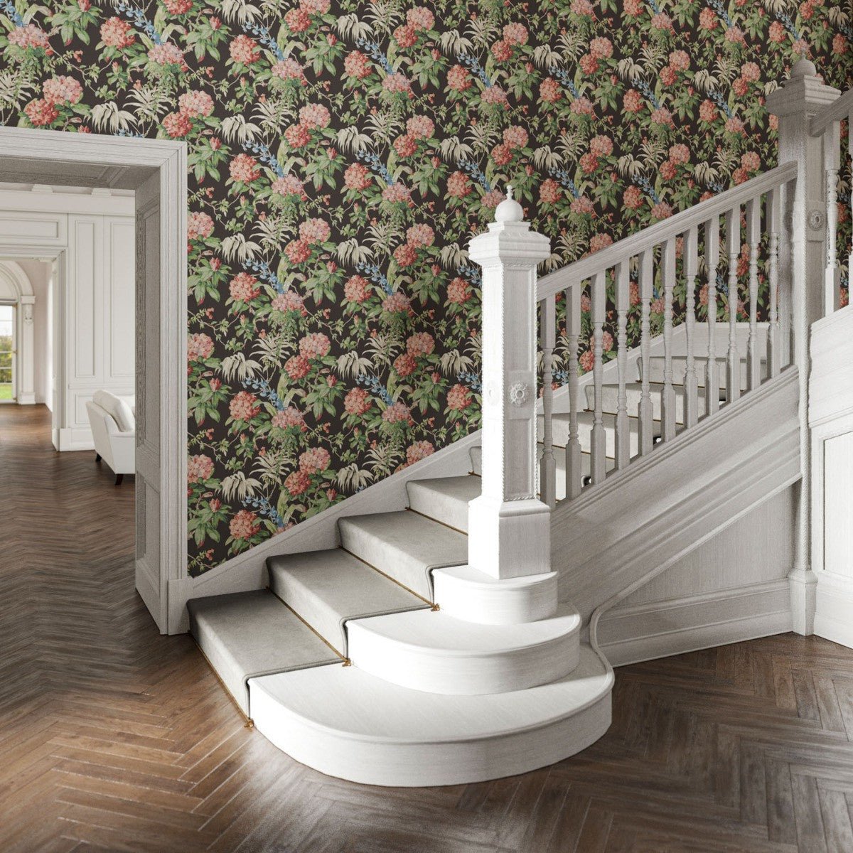 Dorchester Wallpaper - Black - Warner House - Premier Wallcovering