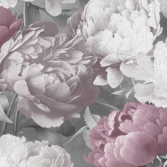 Doretta Floral Wallpaper - Grey/Pink - Muriva - 213301 - Premier Wallcovering