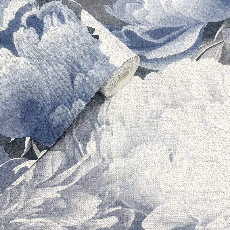 Doretta Floral Wallpaper - Grey/Blue - Muriva - 213302 - Premier Wallcovering