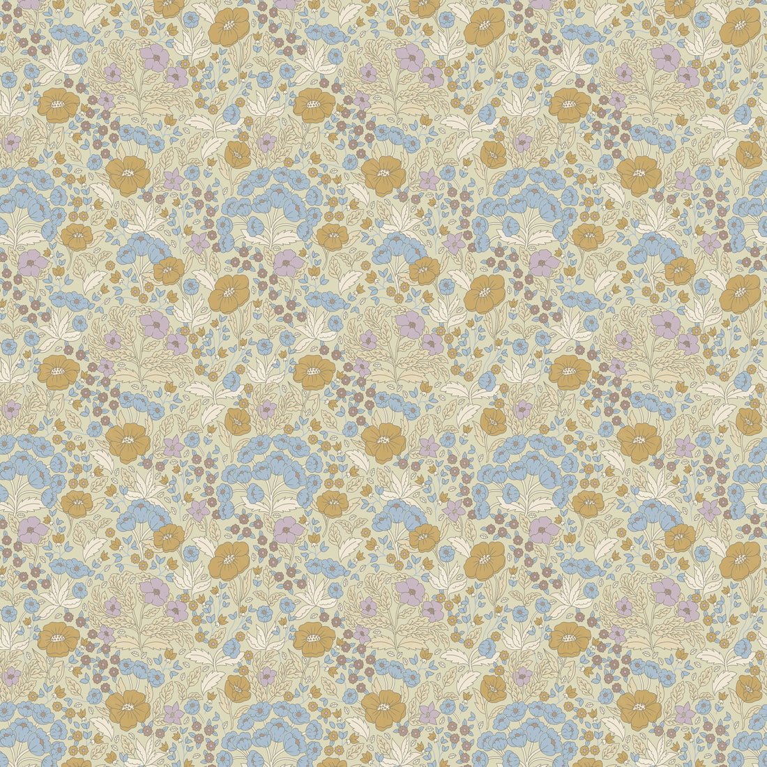 Doris Wallpaper - Lilac & Mustard - Summer Gray - Premier Wallcovering