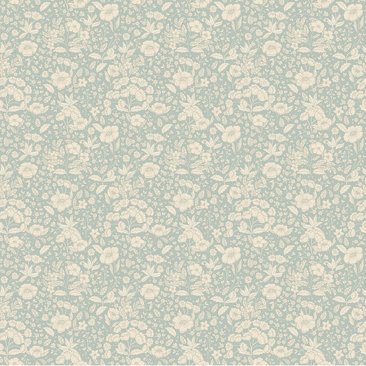 Doris Wallpaper - Dusty Blue - Summer Gray - Premier Wallcovering
