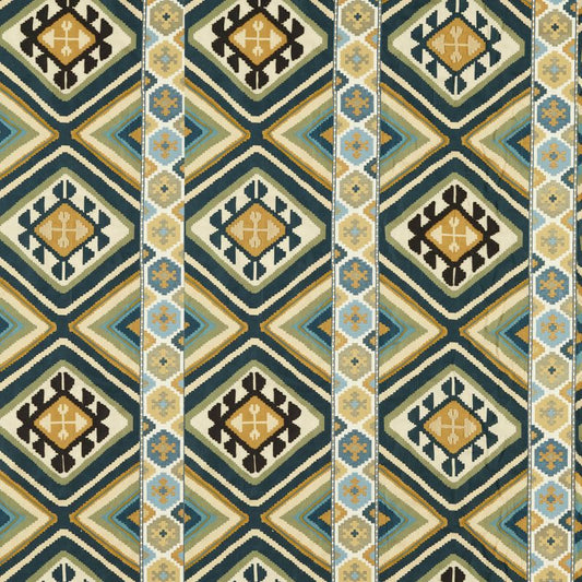 Dorothys Kilim Fabric - Barbed Berry/Indigo - Morris & Co - 237306 - Premier Wallcovering