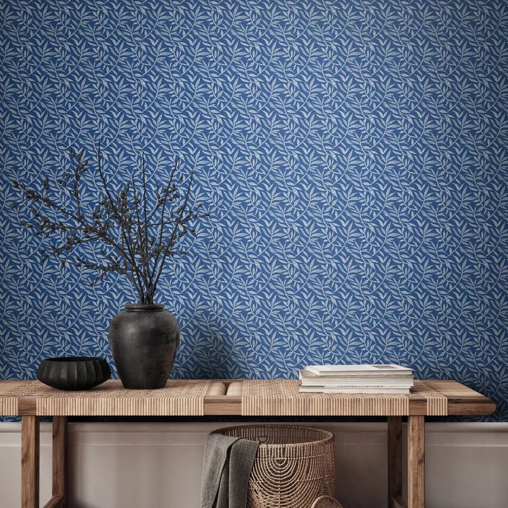 Dotty Leaf Wallpaper - Royal - Ohpopsi - RON50143W - Premier Wallcovering