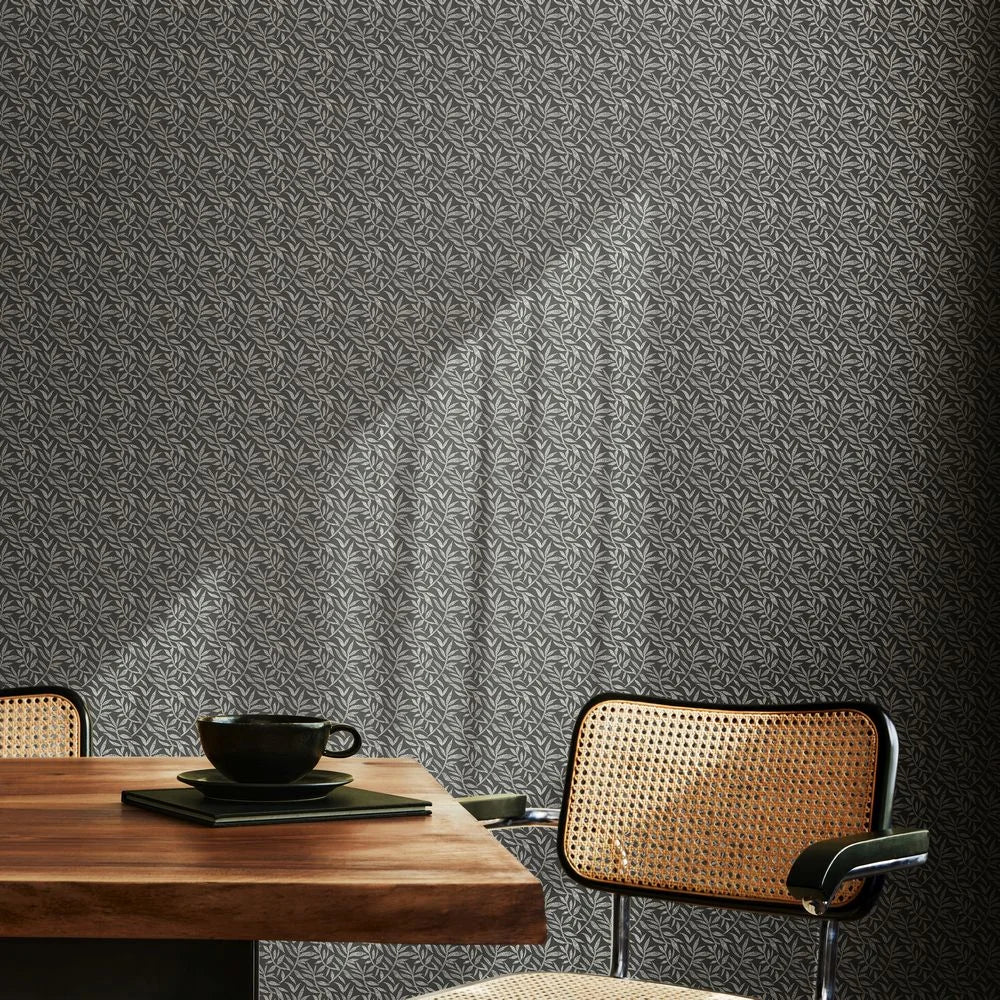 Dotty Leaf Wallpaper - Charcoal - Ohpopsi - RON50144W - Premier Wallcovering