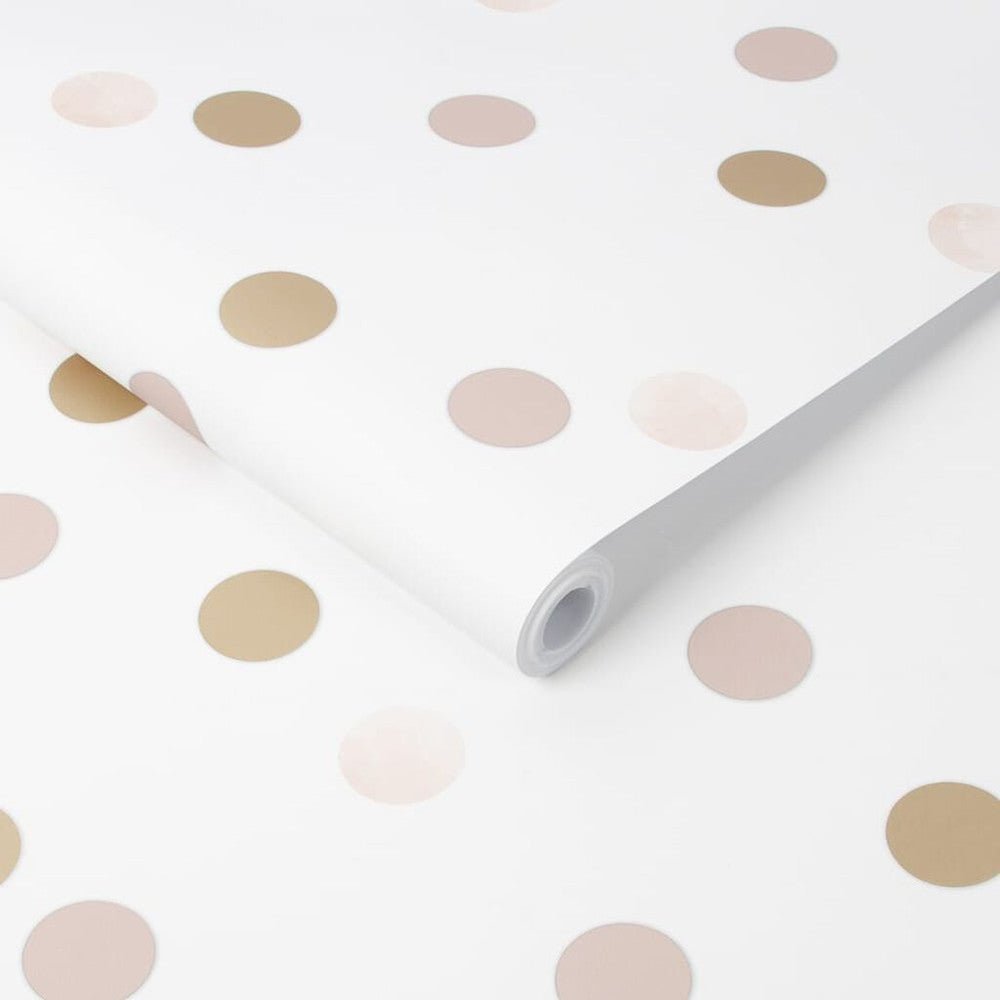 Dotty Polka Wallpaper - Pink & Gold - Superfresco Easy - 108565 - Premier Wallcovering