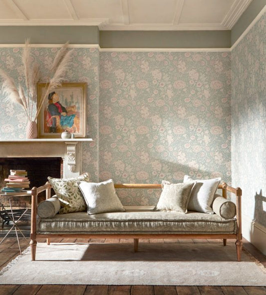 Double Bough Wallpaper - Teal Rose - 216680 - Morris & Co - Premier Wallcovering