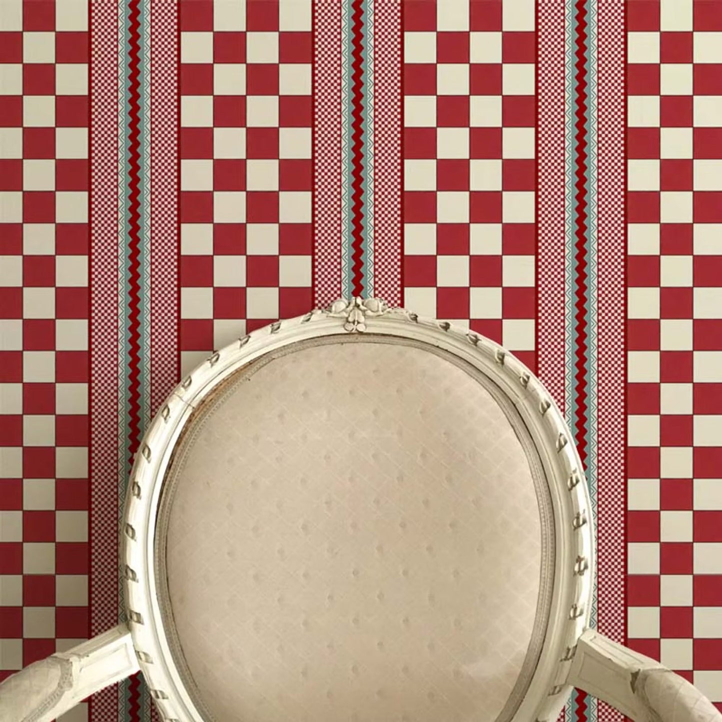 Double Check Wallpaper - Red - Ottoline - W/C&S/104/1 - Premier Wallcovering