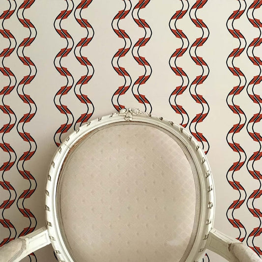 Double Swirl Wallpaper - Rusty Orange - Ottoline - W/SWIR/103/1 - Premier Wallcovering