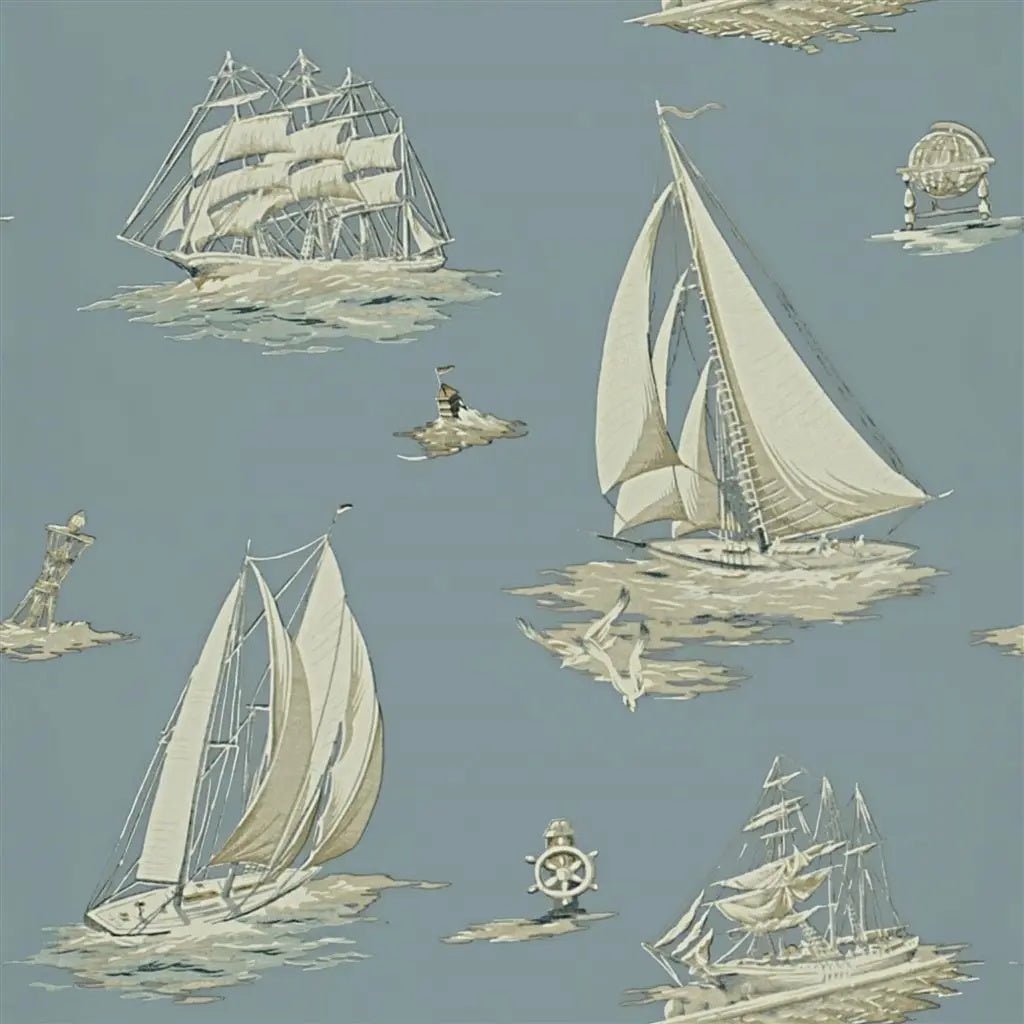 Down Easter Boats Wallpaper - Mist - Ralph Lauren - PRL5024/02 - Premier Wallcovering