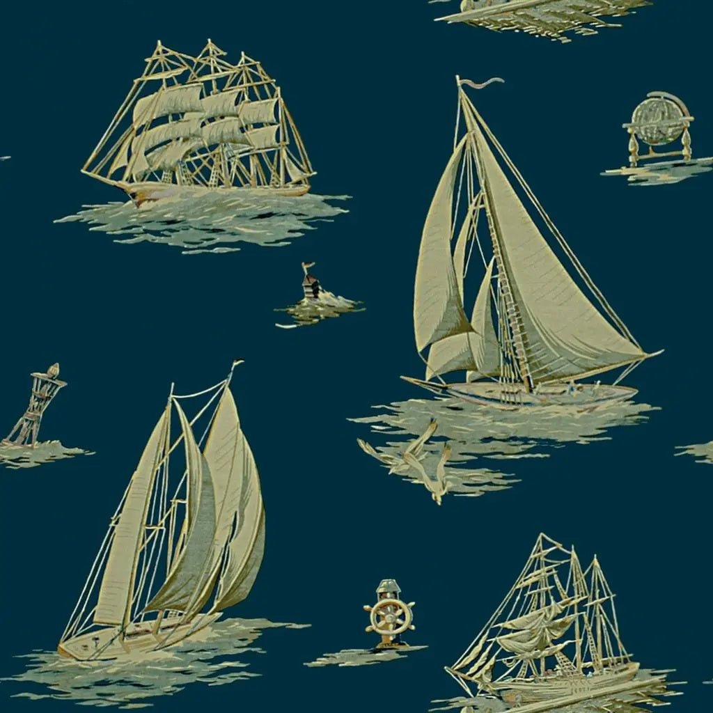 Down Easter Boats Wallpaper - Atlantic - Ralph Lauren - PRL5024/03 - Premier Wallcovering