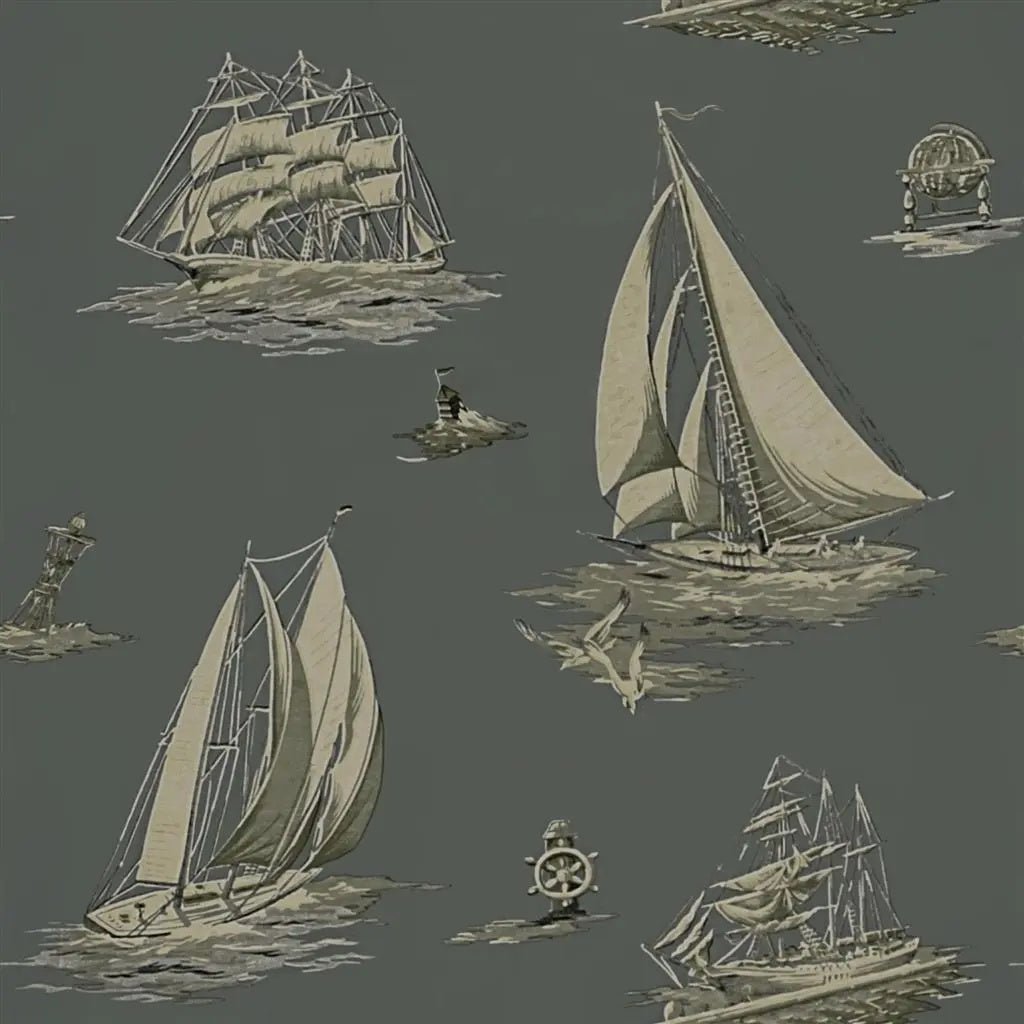 Down Easter Boats Wallpaper - Fog - Ralph Lauren - PRL5024/01 - Premier Wallcovering