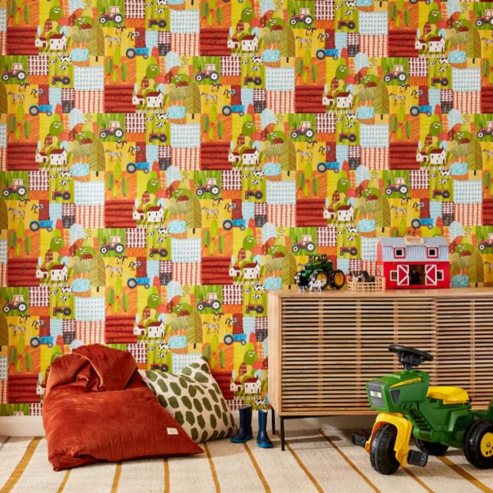 Down On The Farm Wallpaper - Orange Crush - Ohpopsi - WGU50119W - Premier Wallcovering