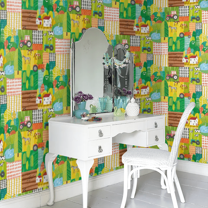 Down On The Farm Wallpaper - Apple Citrus - Ohpopsi - WGU50120W - Premier Wallcovering