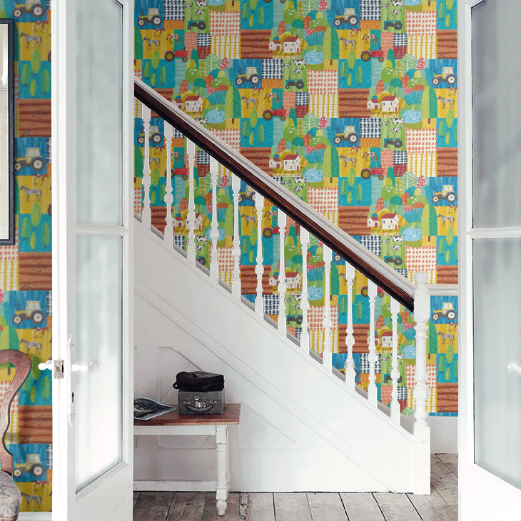 Down On The Farm Wallpaper - Teal Twist - Ohpopsi - WGU50118W - Premier Wallcovering