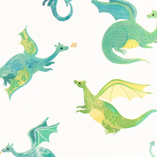 Dragon Dreams Wallpaper - Green - Villa Nova - W647/01 - Premier Wallcovering