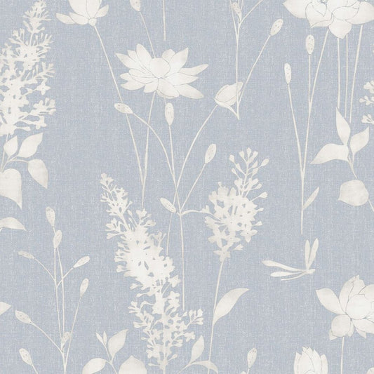 Dragonfly Garden Wallpaper - Chalk Blue - Laura Ashley - 113343 - Premier Wallcovering