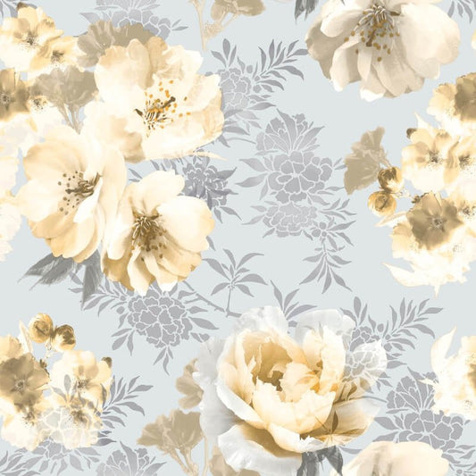 Dramatic Floral Wallpaper - Grey/Ochre - Catherine Lansfield - 165551 - Premier Wallcovering