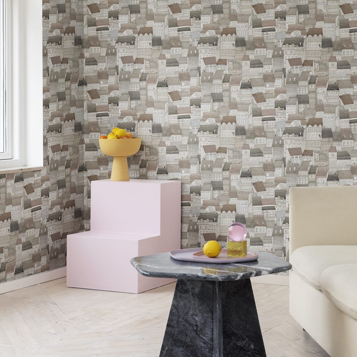 Dream Town Wallpaper - Sand - Rebel Walls - R18093 - Premier Wallcovering