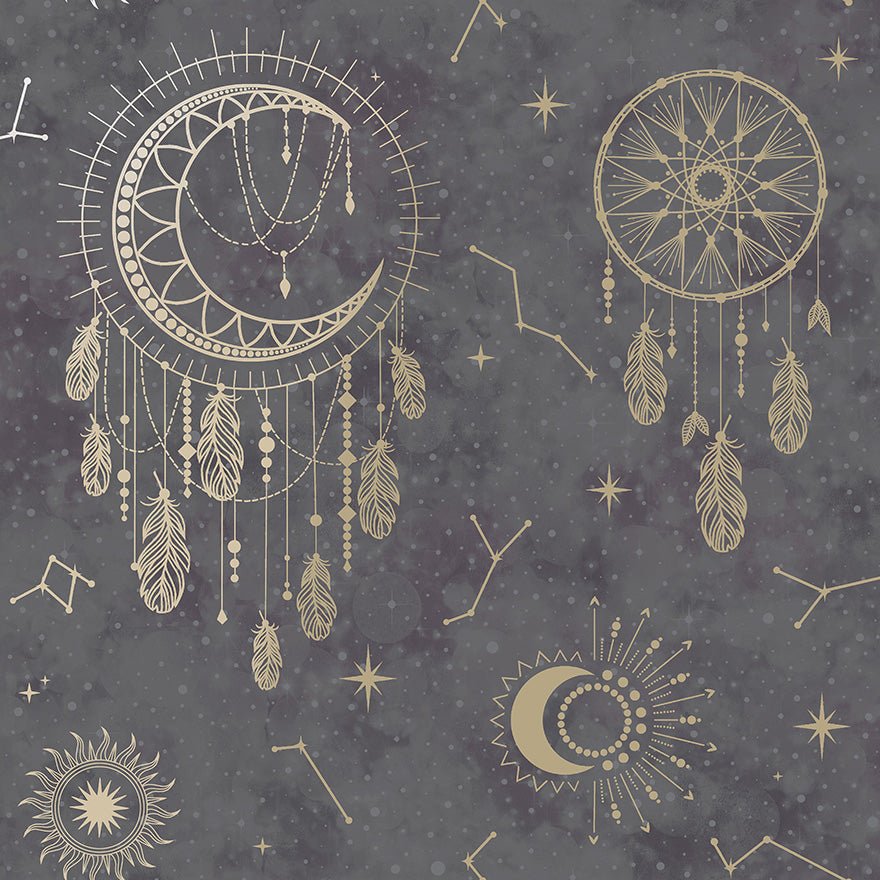 Dreamcatcher Wallpaper - Black/Gold - Holden Décor - 13330 - Premier Wallcovering