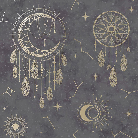 Dreamcatcher Wallpaper - Black/Gold - Holden Décor - 13330 - Premier Wallcovering