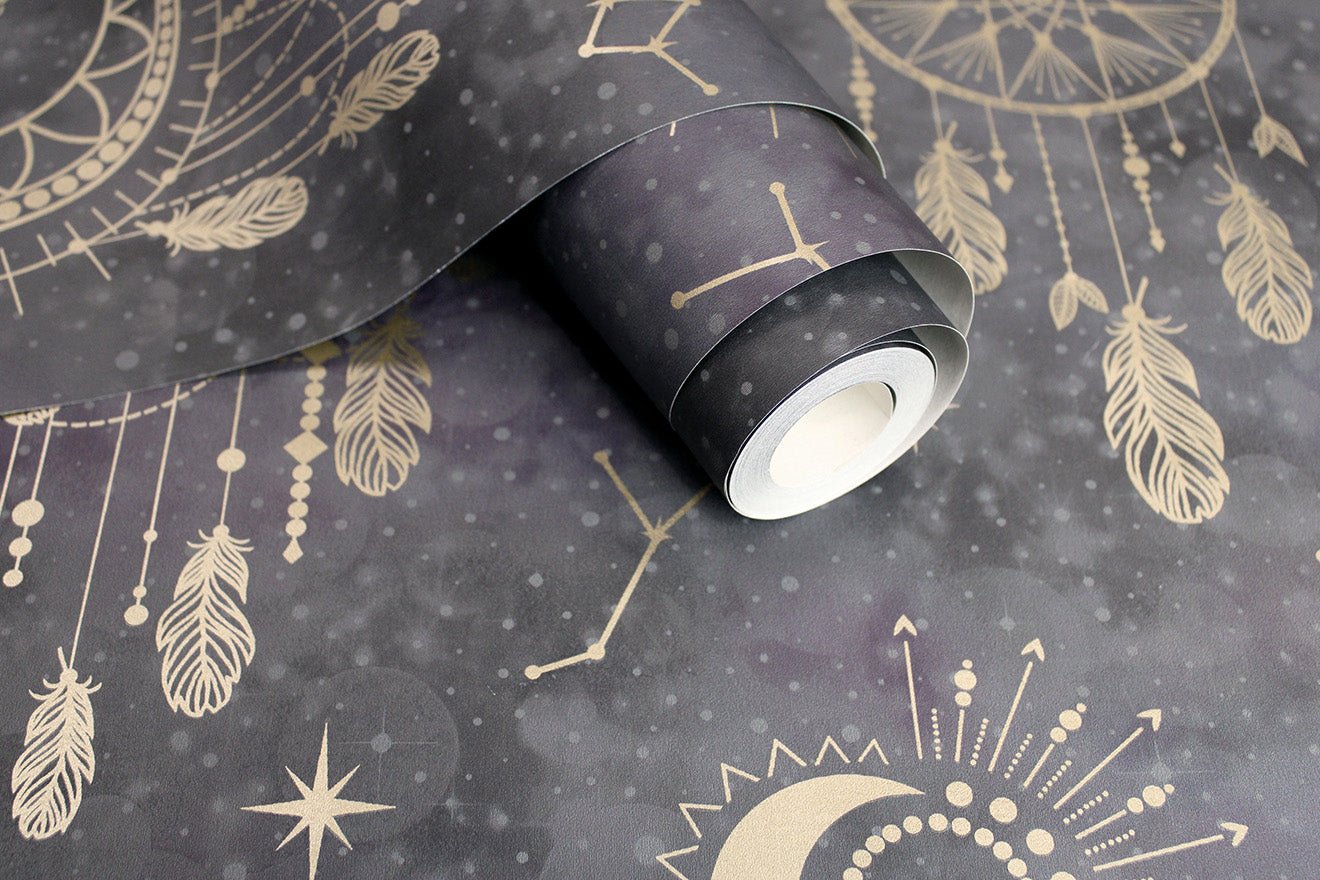 Dreamcatcher Wallpaper - Black/Gold - Holden Décor - 13330 - Premier Wallcovering