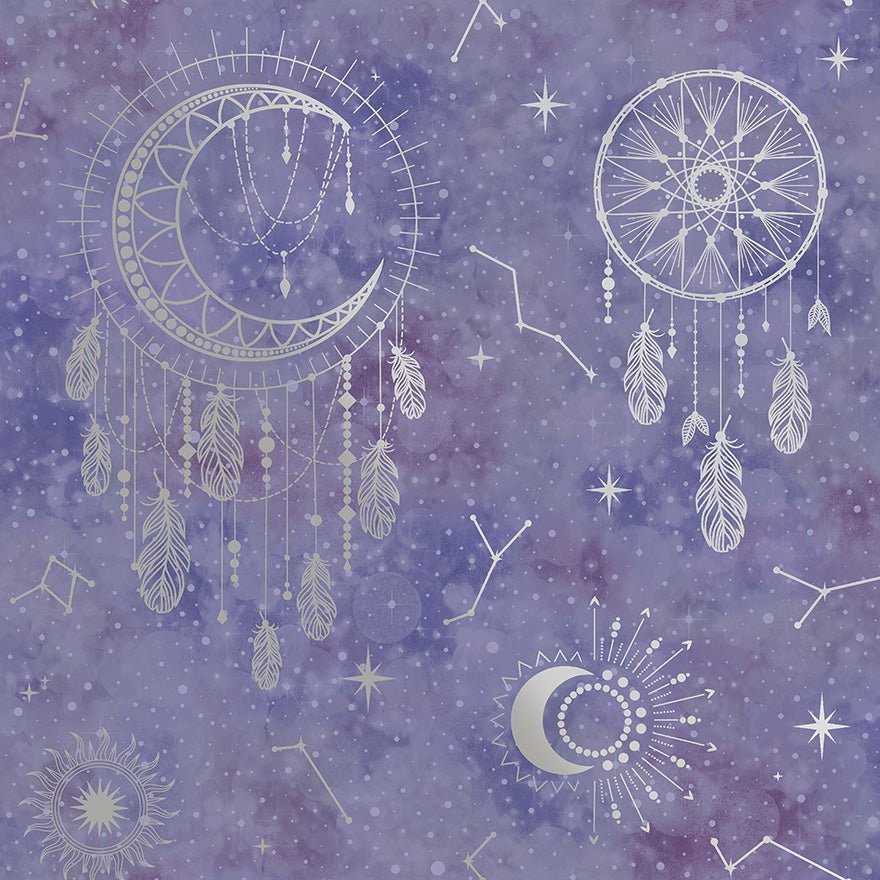 Dreamcatcher Wallpaper - Purple/Silver - Holden Décor - 13331 - Premier Wallcovering